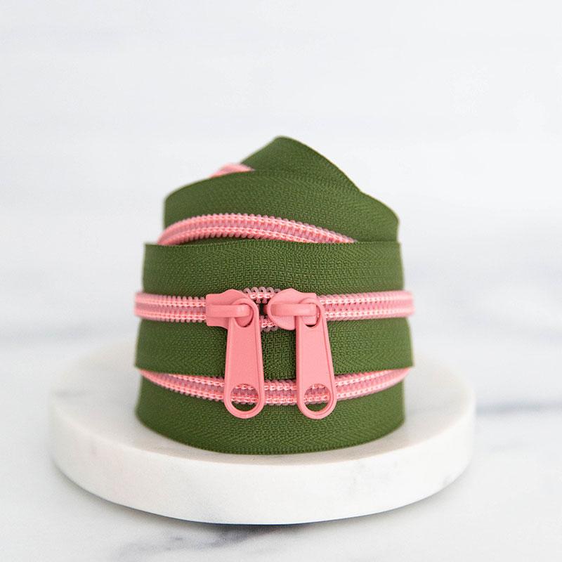 30" Zipper Olive Blossom includes 2 zipper pulls - SSCZ48 by Stitch Supply Co.