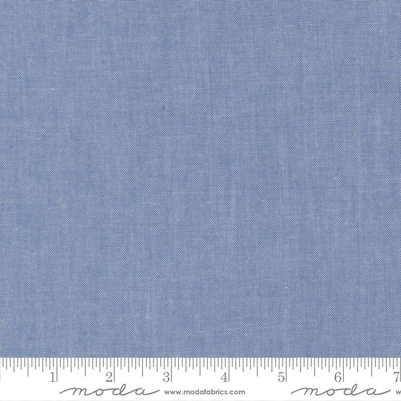 Moda Chambray Medium Blue Yardage 12051-15 Sold in 1/2 yard increments.