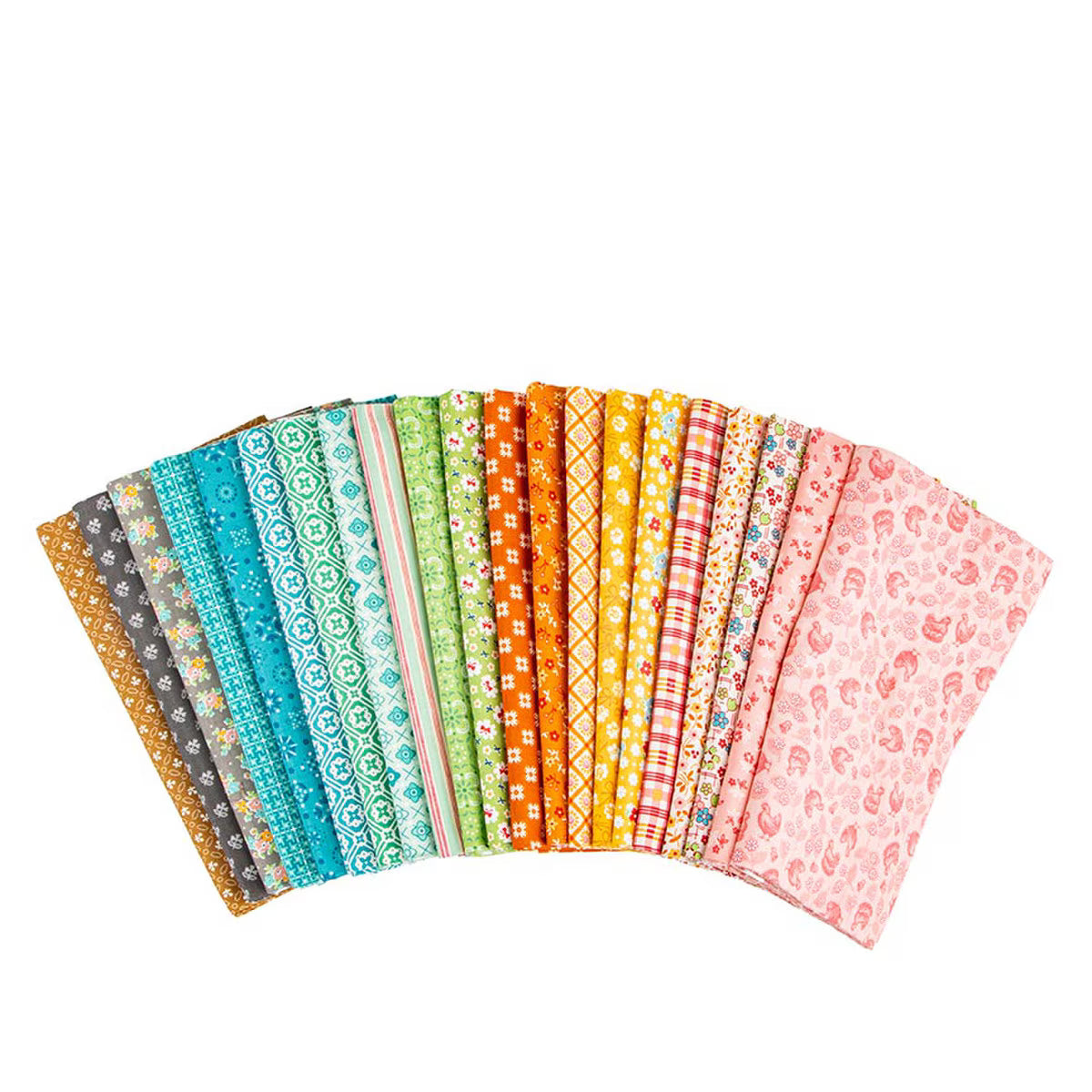 Lori Holt Farmers Daughter Coral Mini Fat Quarter Bundle includes 21 Fat Quarters custom cut