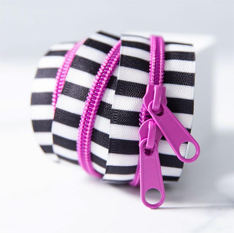 30" Zipper Black and white Petuna includes 2 zipper pulls - SSCZ02 by Stitch Supply Co.