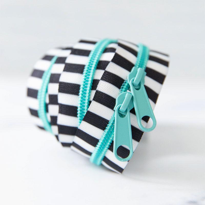 30" Zipper Black & White Caribe includes 2 zipper pulls - SSCZ04 by Stitch Supply Co.