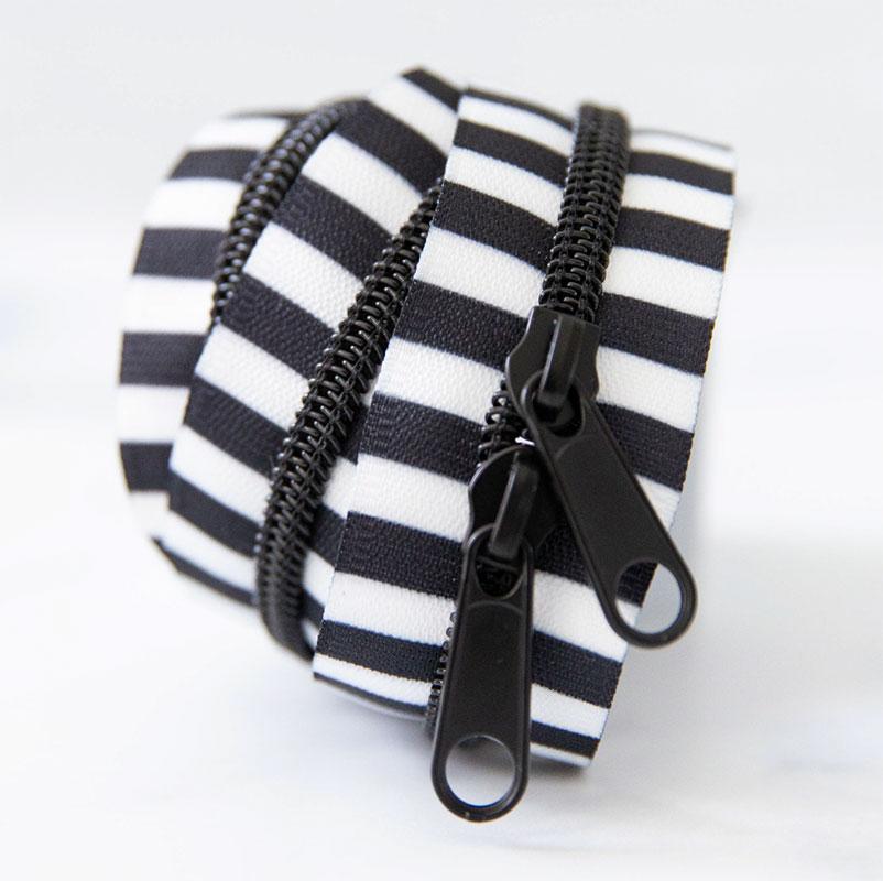 30" Zipper Black & White Black includes 2 zipper pulls - SSCZ05 by Stitch Supply Co.