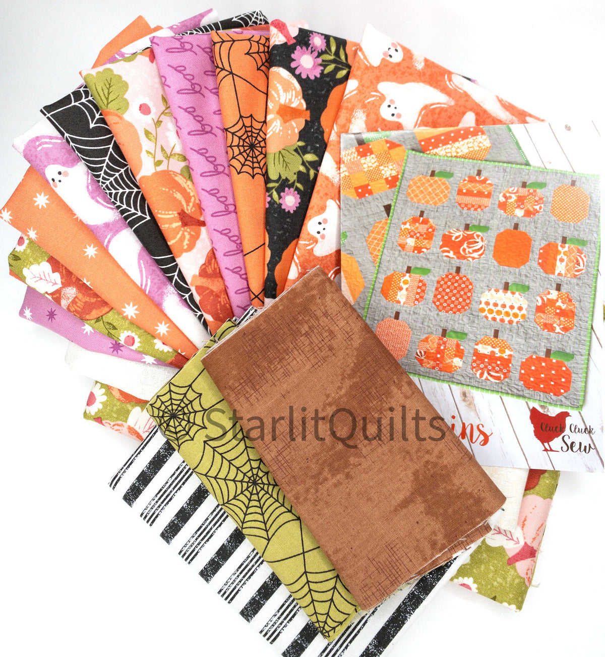 Mini Pumpkins Quilt Kit featuring Hey Boo Collection by Lella Boutique, Backing Included