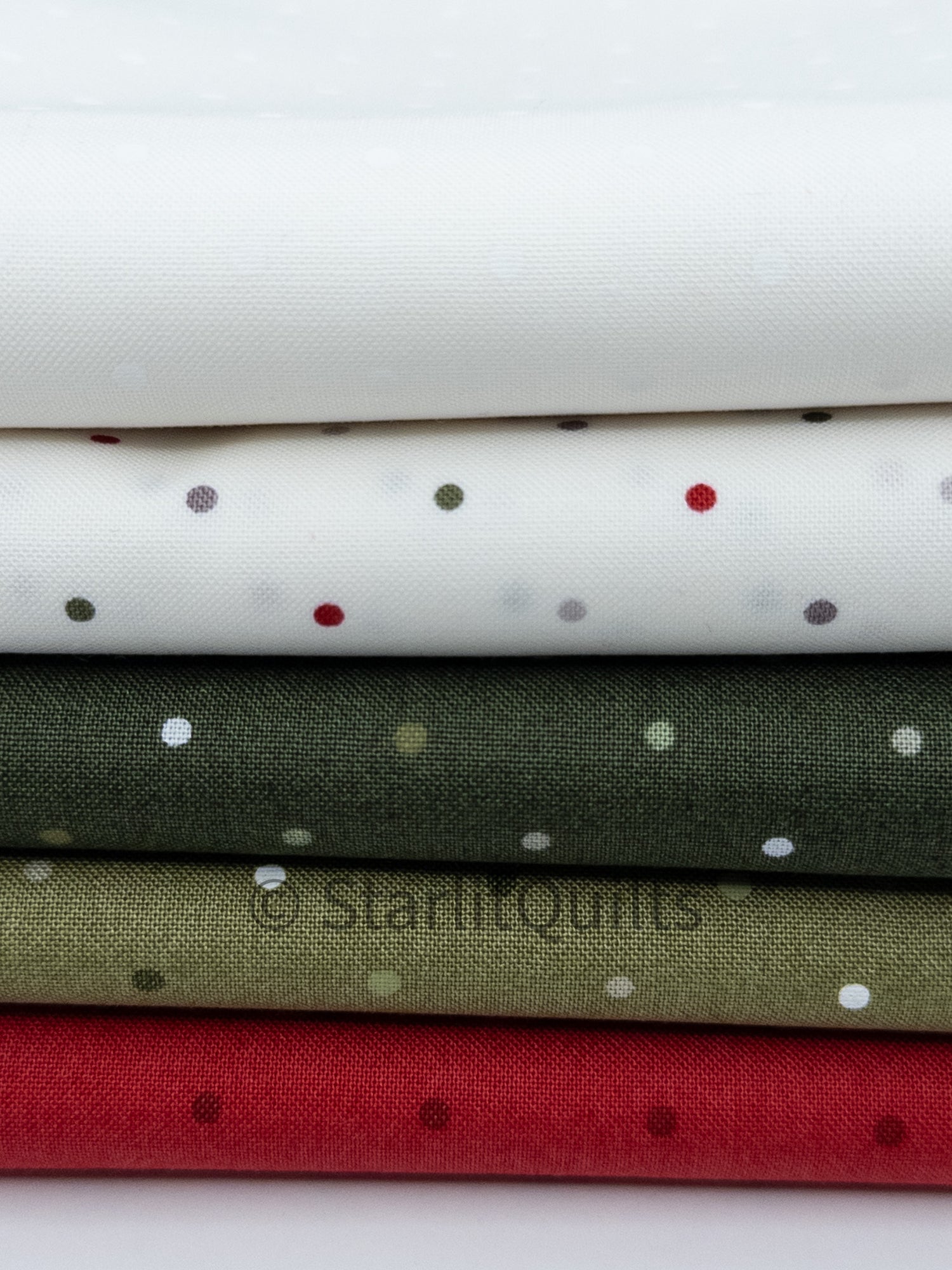 Berry And Pine Magic Dot Fat Quarter Bundle includes 5 Prints.