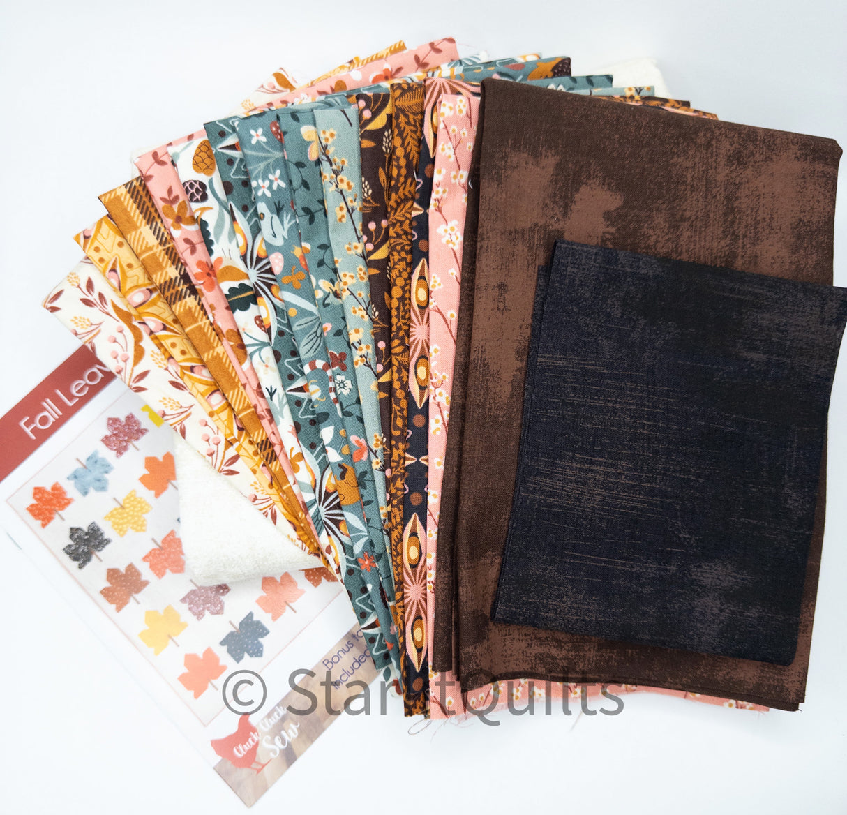 Fall Leaves Quilt Kit Including pattern 62 x 74 Featuring Acorn Hollow by BasicGrey kit includes Pattern, Fabric for the top and Binding