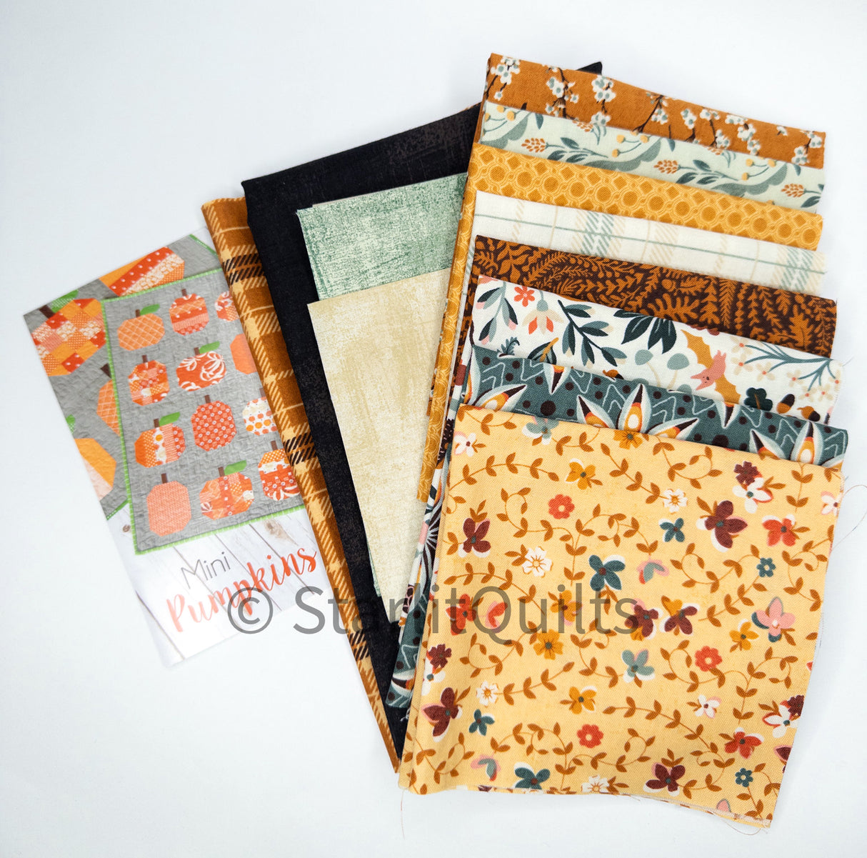 Mini Pumpkins Quilt Kit featuring Acorn Hollow Collection by BasicGrey Includes pattern, fabric for the top and Binding