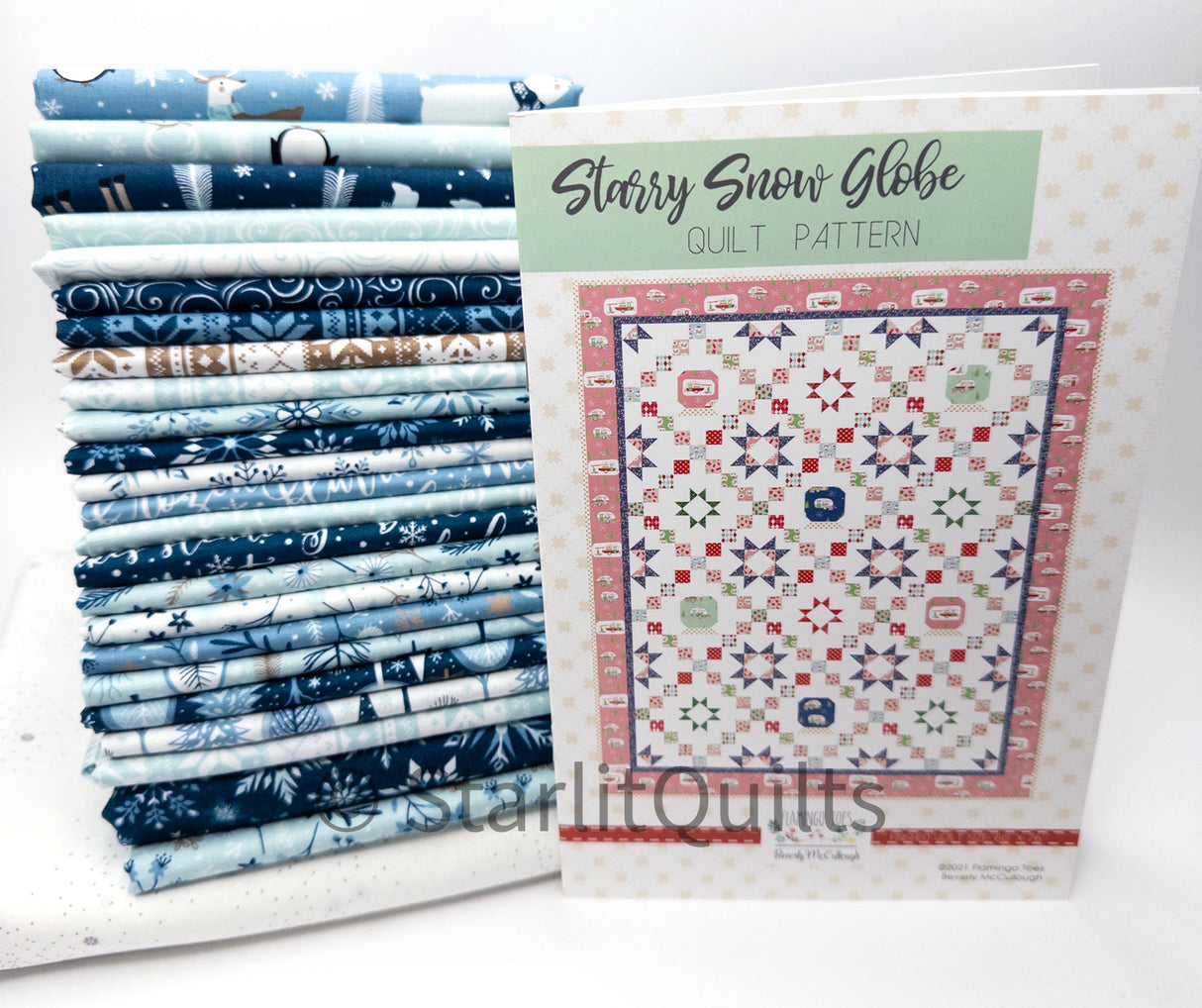 Starry Snow Globe Quilt Kit includes pattern and Winter Magic Fabrics Lap size 60" x 76"