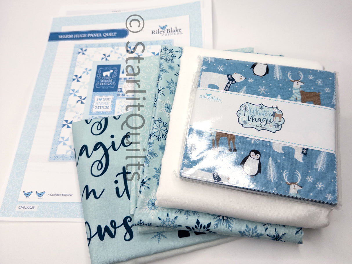 Warm Hugs Panel Quilt Quilt Kit includes pattern and Winter Magic Fabrics Lap size 49.5" x 61.5"