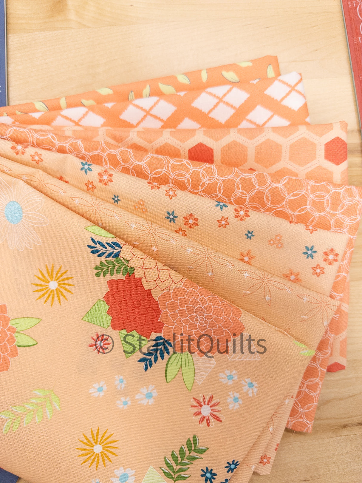 Honeyed Horizon Honeydew Colorway by Catching Stitches includes 7 Fat Quarters