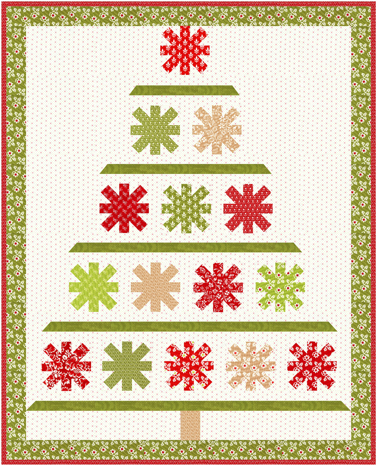 Starry Pines Quilt Kit, quilt size 37.5 x 46.5 Featuring Buon Natale by Fig Tree and Co includes fabric for the top, binding and Pattern