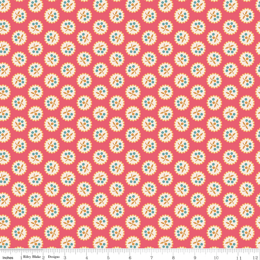 Americana Betsy Tea Rose Yardage C16082-TEAROSE by Lori Holt for Riley Blake Designs Sold in 1/2 yard increments