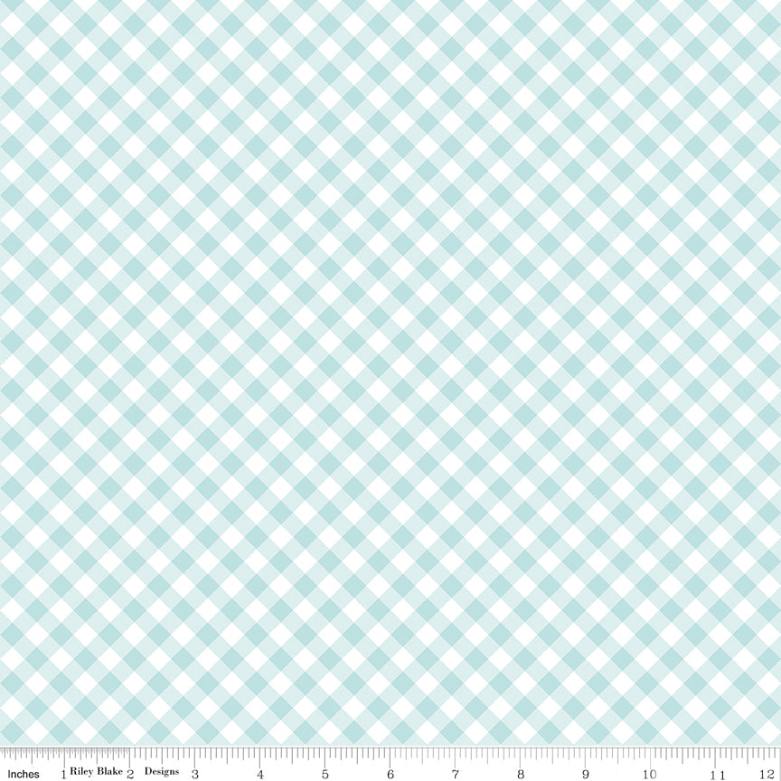 Whimsical Woodland Diagonal Gingham Aqua