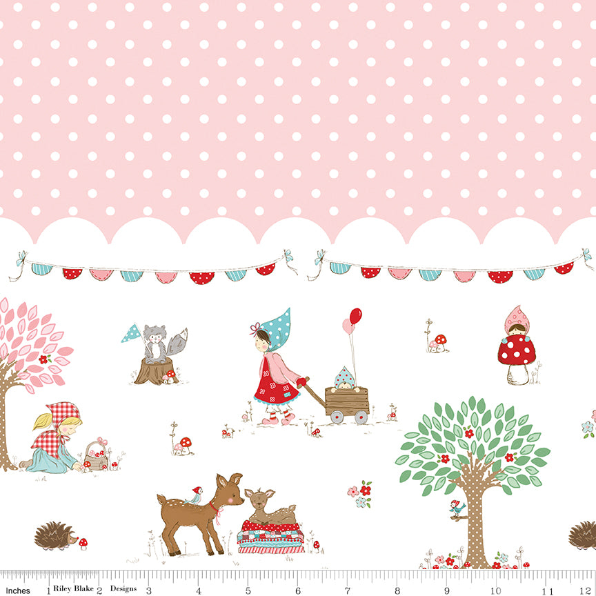Whimsical Woodland Border Print Pink