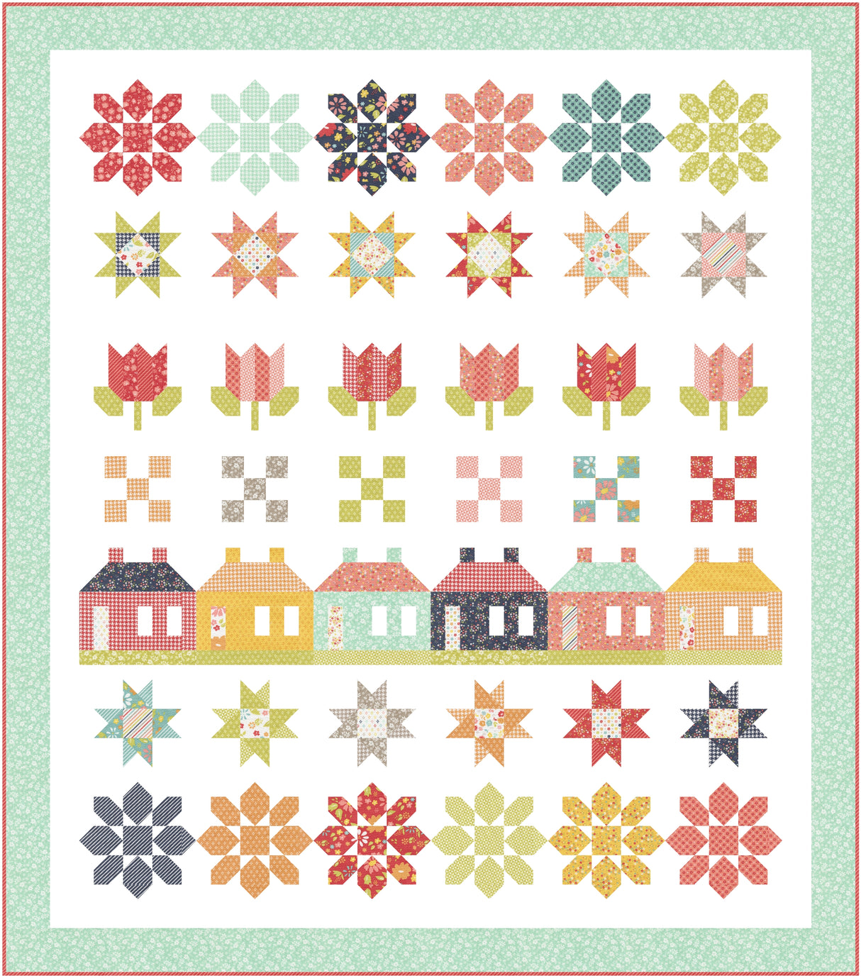 Simply Sweet Quilt Kit Includes pattern by Chelsi Stratton Designs, all the fabrics for the top and binding 58.5" x 66.5"