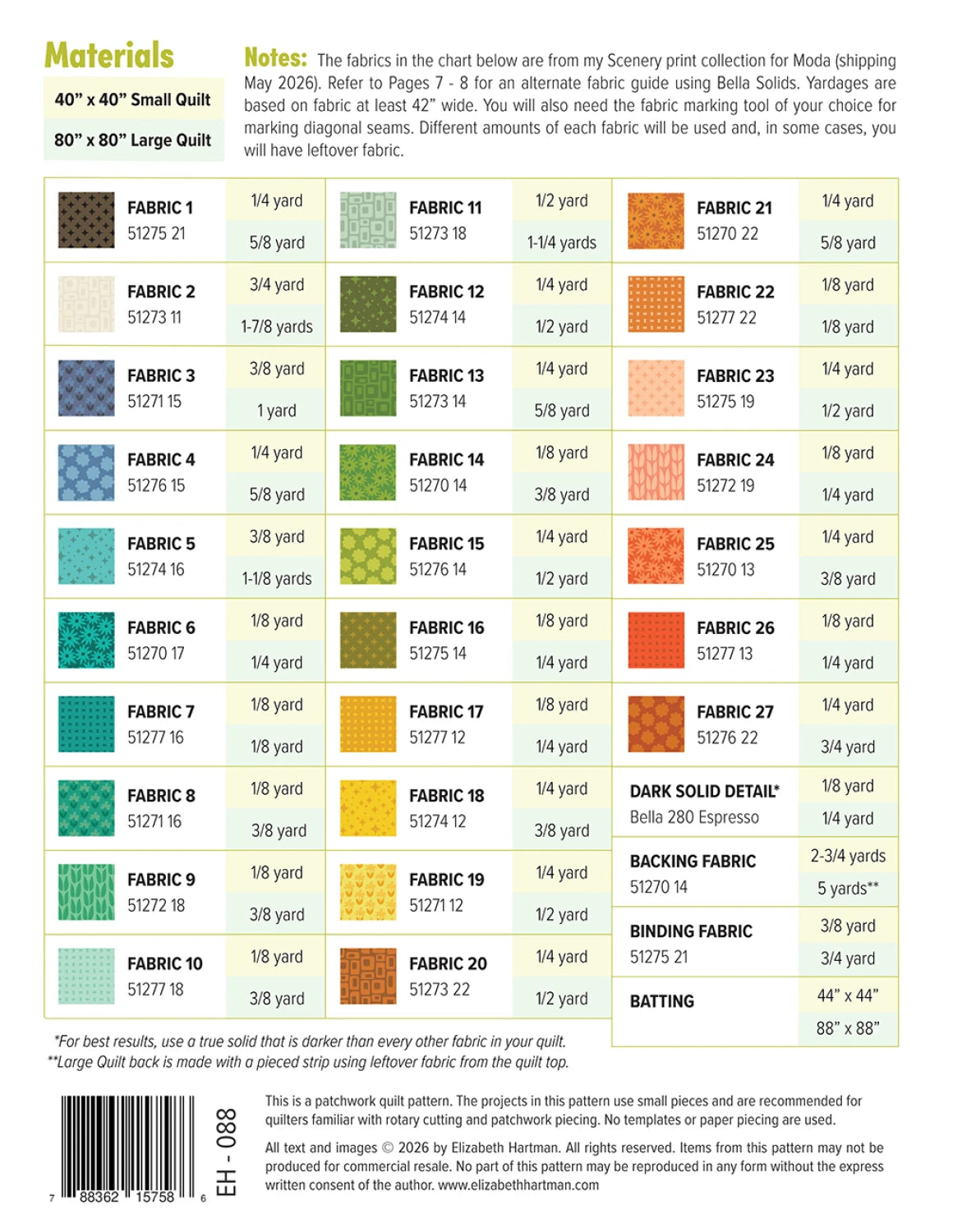 Outdoors Quilt pattern by Elizabeth Hartman EH-088