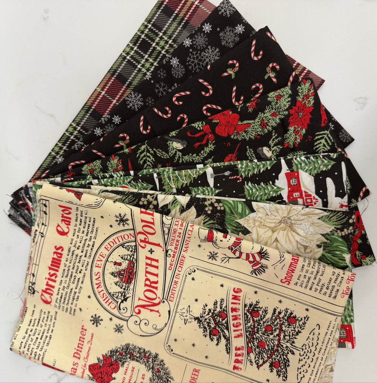 Holiday Cheer Natural/Midnight Colorway Bundle 7 Fat Quarters