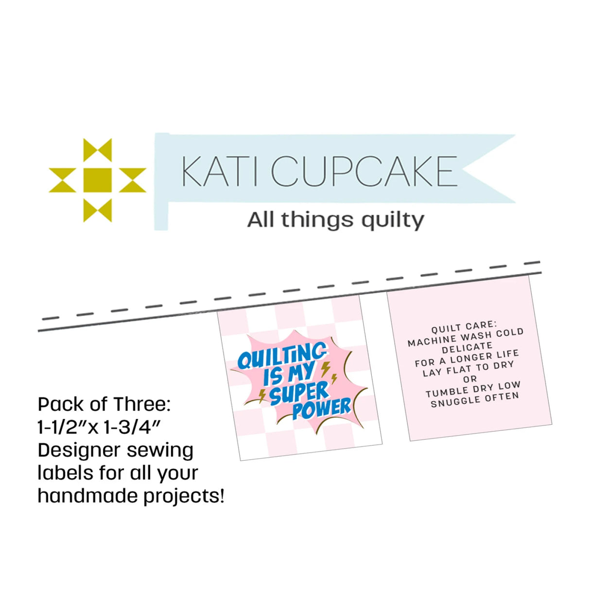 Hand Made Quilt Labels KC272 by Katie Cupcake 3 labels