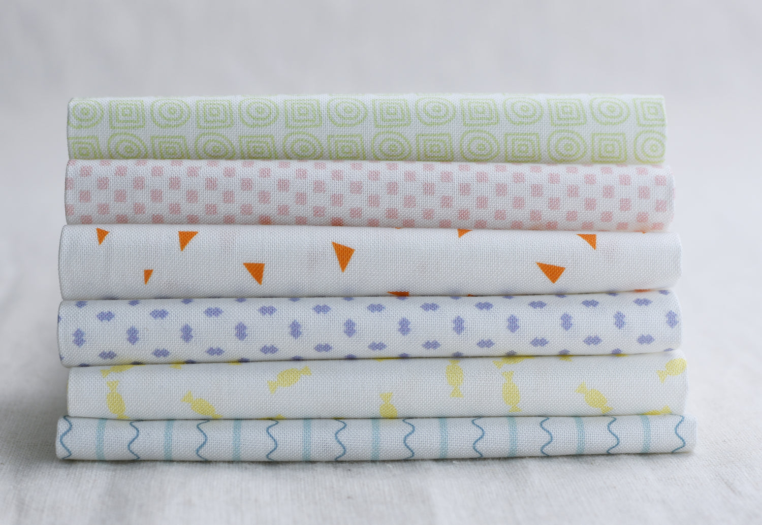 Mixed Bag of Bon Bons Multi Color Half Yard Bundle by Jen Kingwell for Moda Fabrics includes 6 Half Yard Cuts
