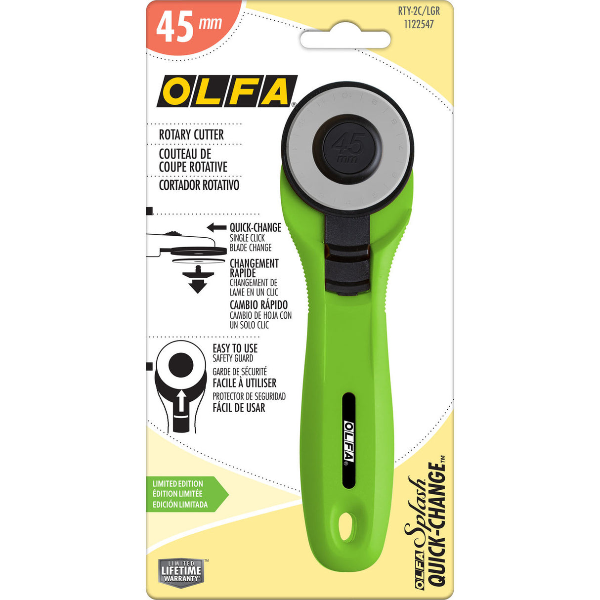 Olfa 45mm Rotary Cutter Splash Rotary Cutter Lime Green Limited Edition