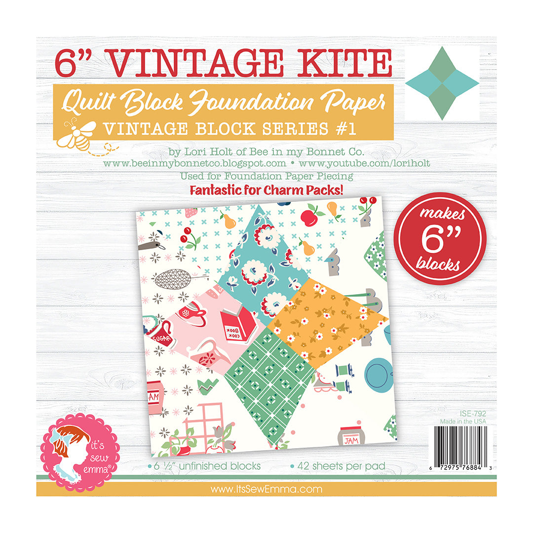It's Sew Emma Ft. Lori Holt - 6" Vintage Kite Quilt Block Foundation Paper ISE-792