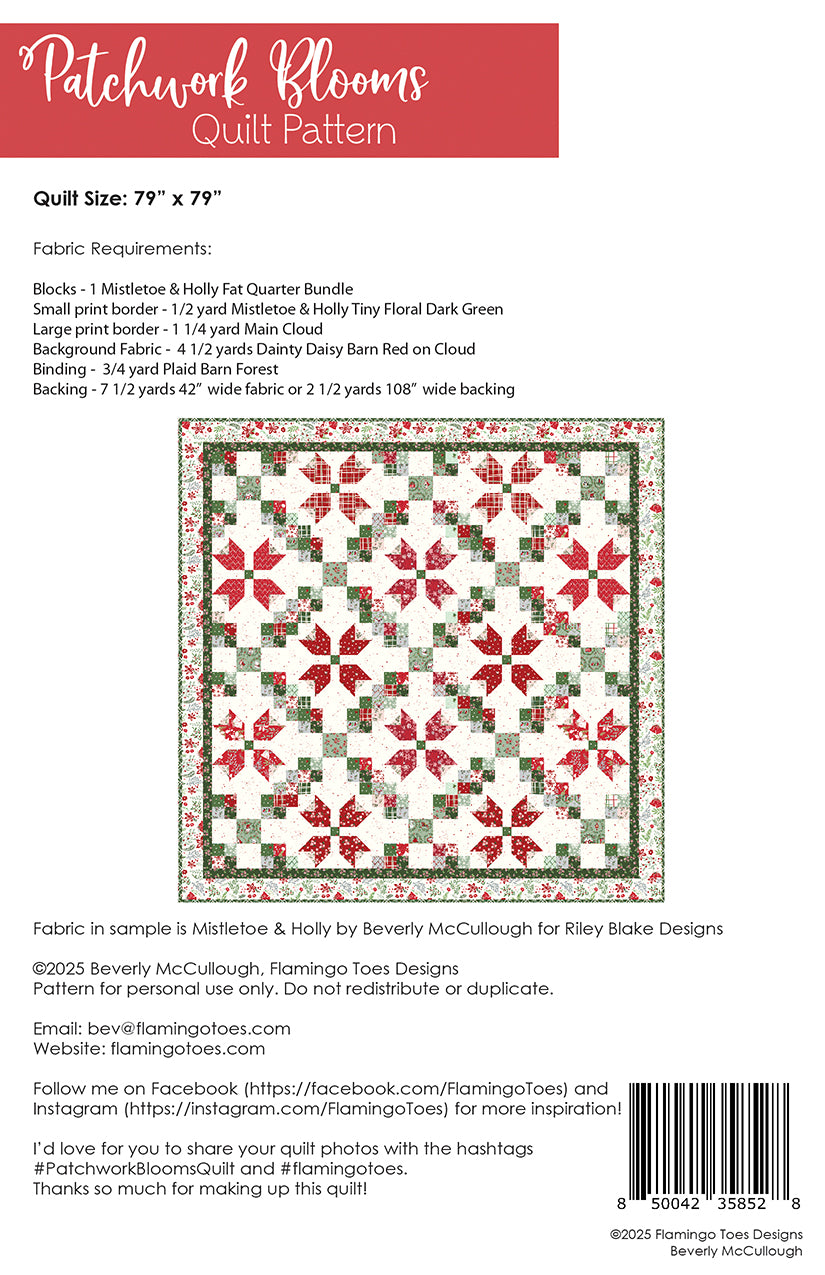Patchwork Blooms Quilt Pattern FT-8528 By Beverly McCullough for Flamingo Toes