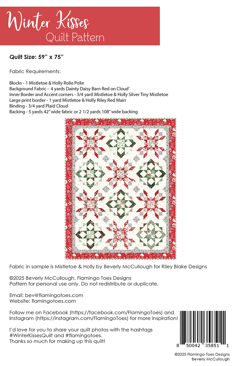 Winter Kisses Quilt Pattern FT-8511 By Beverly McCullough for Flamingo Toes