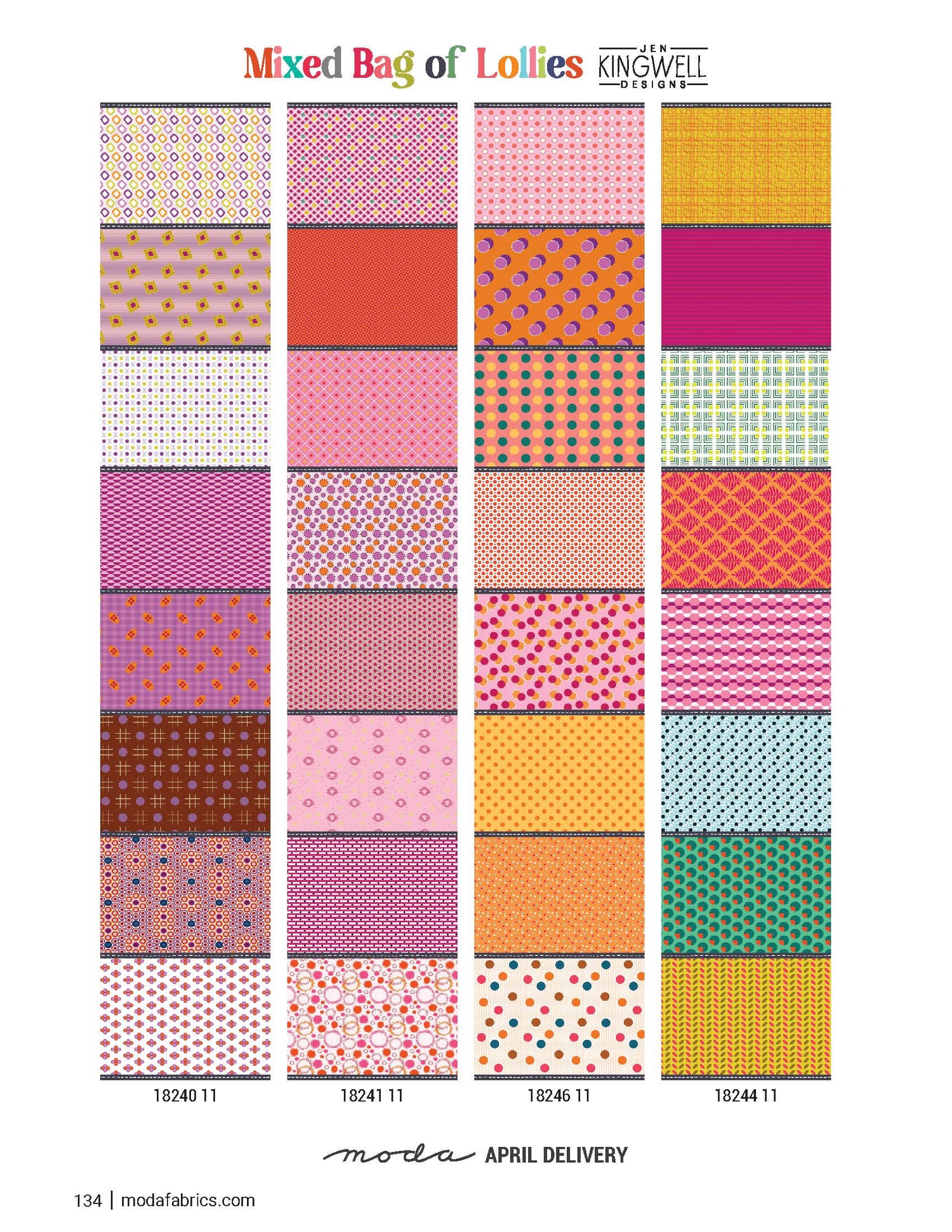 Mixed Bag of Lollies Half Yard Bundle includes by Jen Kingwell for Moda Fabrics