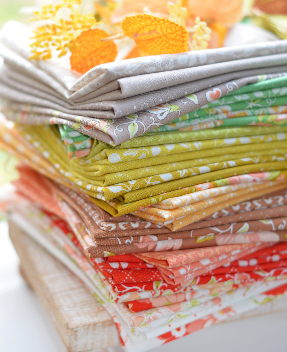 Portofino Sienna and Pineapple Color Bundle includes 10 Fat Quarters cut by Starlit Quilts