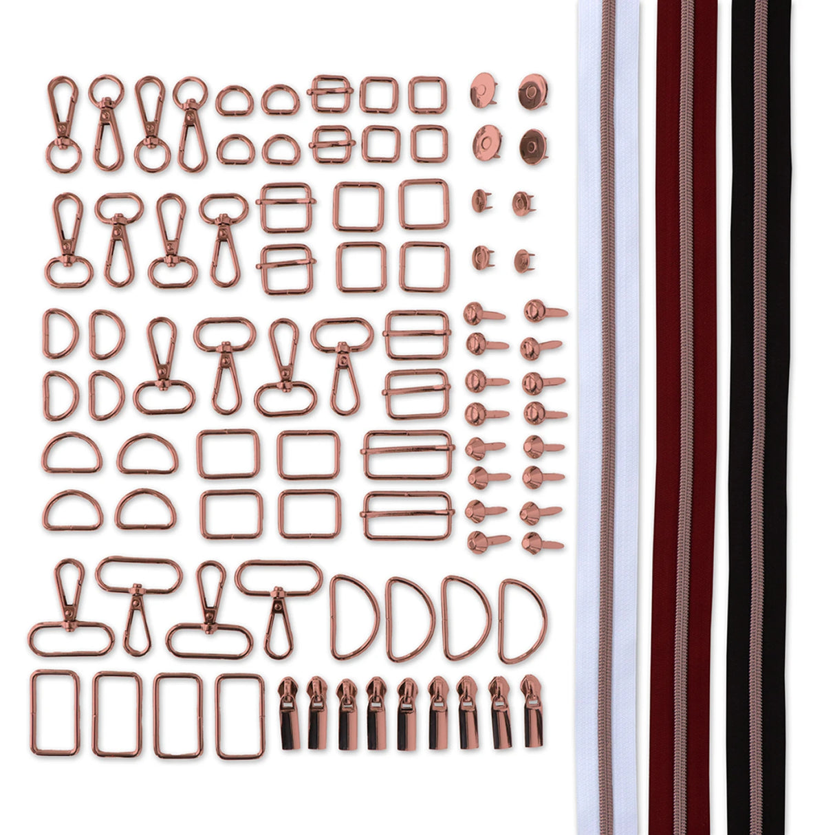 Essential Box Bundle Of Hardware & Zippers Rose # STS220C
