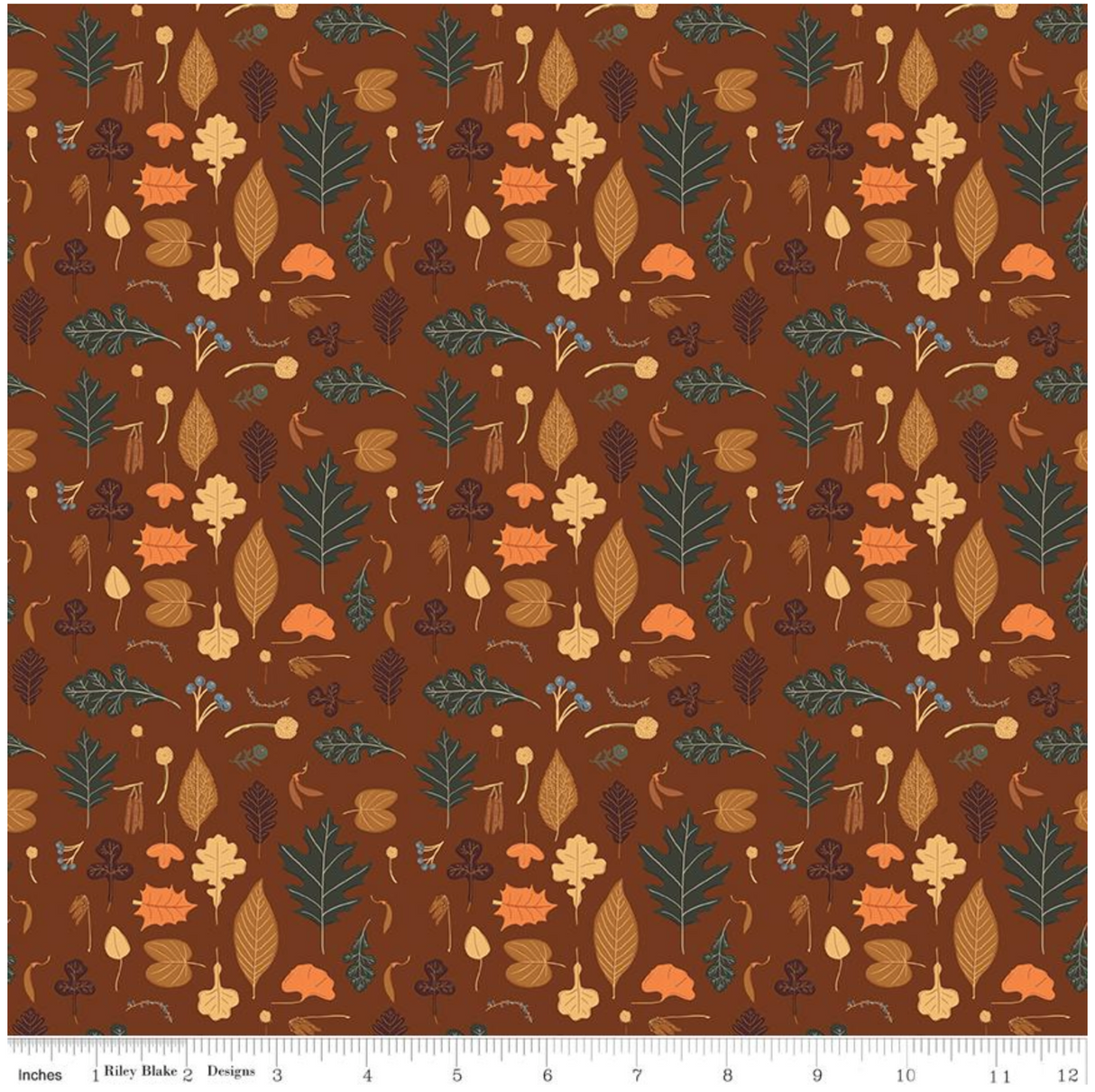 Pumpkin Spice Leaves Brown Yardage C14991 Brown Pumpkin Spice by Simple Simon and Company for Riley Blake Designs