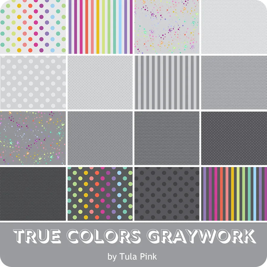Graywork Mini Charm Pack Tula Pink FB18MCTP.GRAYWORK for FreeSpirit Fabrics Bin 91