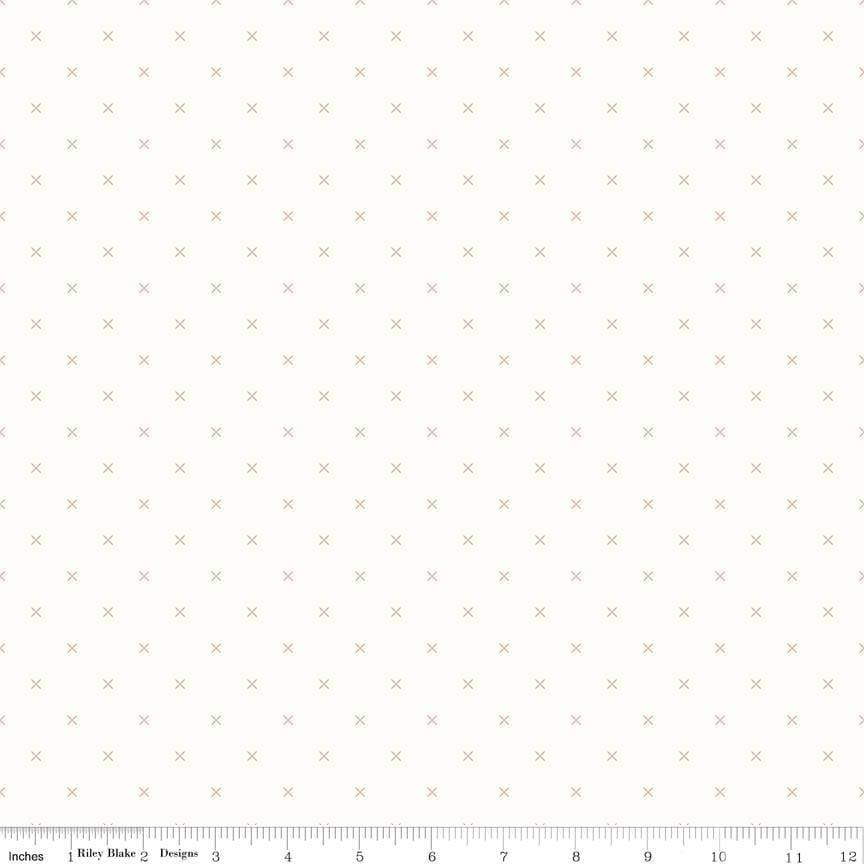 Bee Backgrounds Cross Stitch Brown Yardage - C6381-BROWN by Lori Holt of A Bee in My Bonnet for Riley Blake Designs