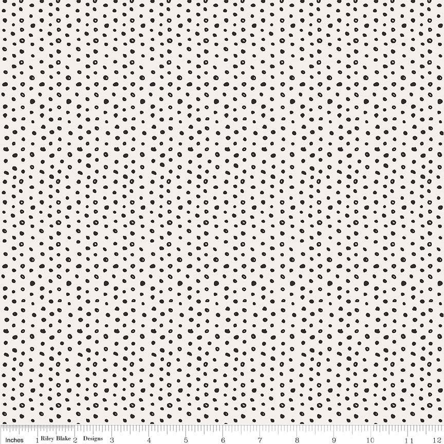 Cats Bats and Jacks, Dots Cream Yardage SKU: C8056-Cream by My Mind's Eye for Riley Blake Designs Sold in 1/2 Yard Increments