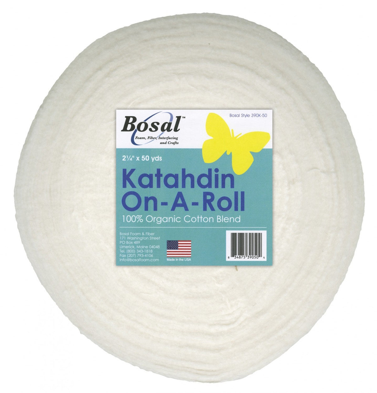 Katahdin 100% Cotton batting Roll 2-1/4in x 50yds Bosal 390K-50