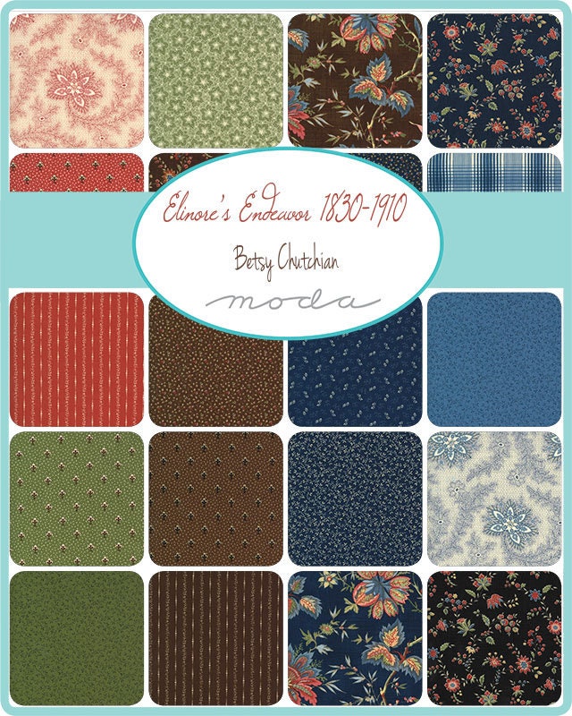 Elinores Endeavor Mini Charms 2.5" 31610MC by Betsy Chutchian for Moda Fabrics BIN 63