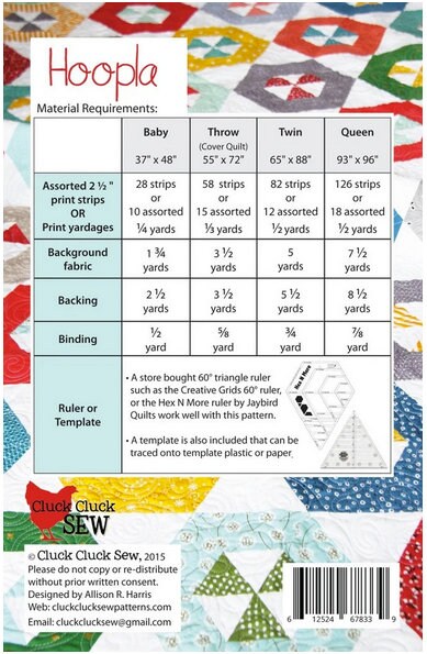 Hoopla Quilt Pattern, Paper Pattern only CCS151 by Allison Harris for Cluck Cluck Sew