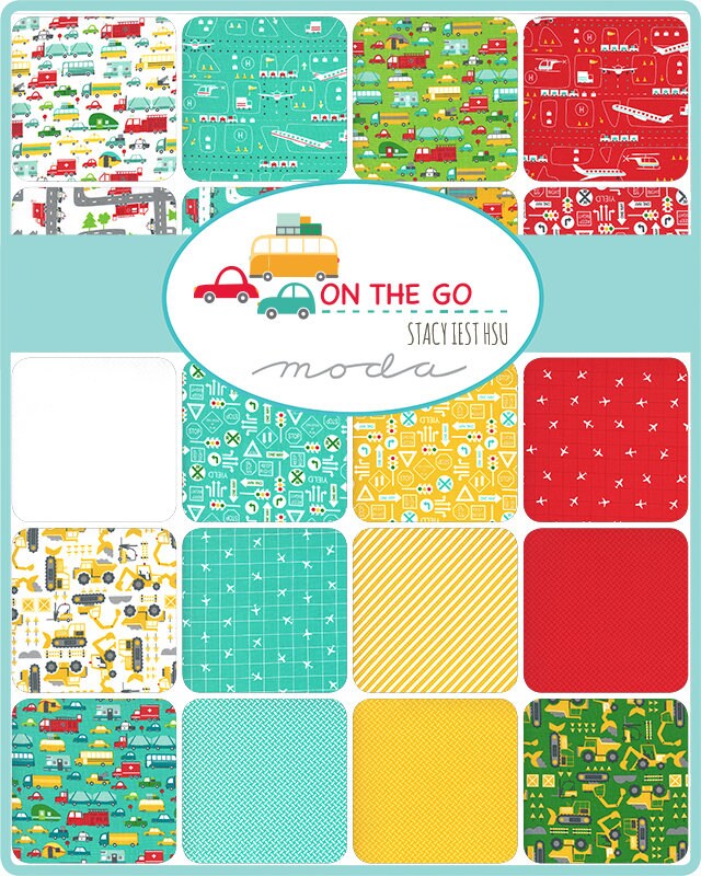 On the Go Stay In Your Lane Green Light HALF YARD INCREMENTS 20727-15 by Stacy Iest Hsu for Moda Fabrics