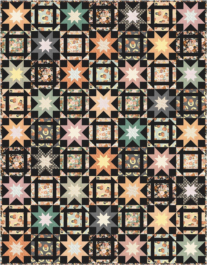Kitty Corn Kitty Midnight Yardage 31171-17 by Urban Chiks for Moda Fabrics Sold in 1/2 Yard Increments