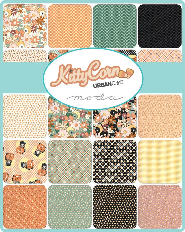 Kitty Corn Kitty Midnight Yardage 31171-17 by Urban Chiks for Moda Fabrics Sold in 1/2 Yard Increments