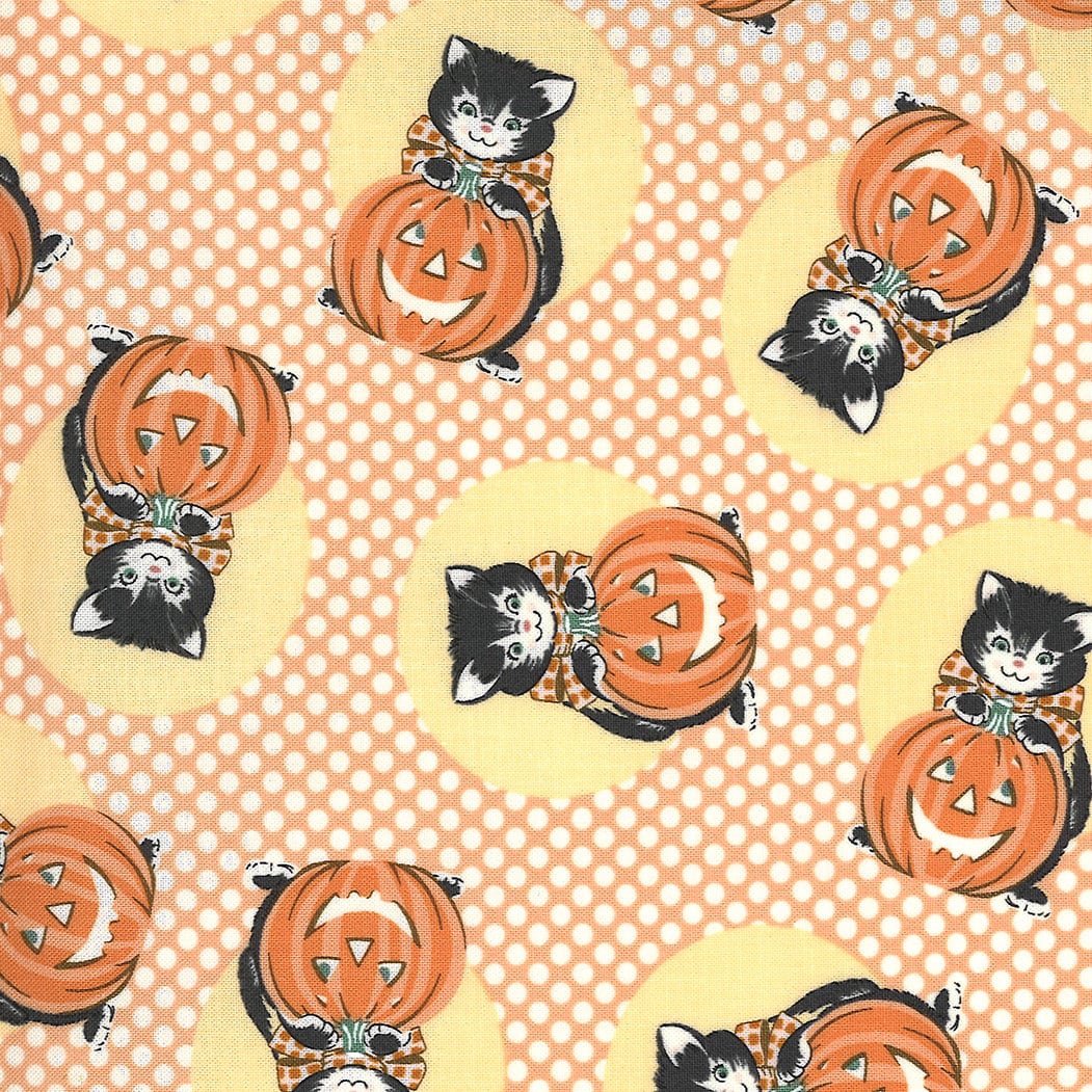Kitty Corn Kitty Pumpkin Yardage 31171-13 by Urban Chiks for Moda Fabrics Sold in 1/2 Yard Increments