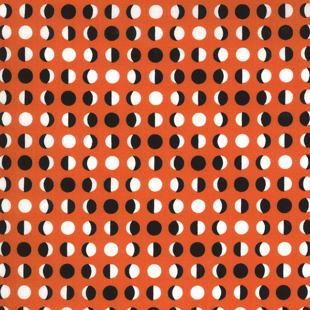 Midnight Magic 2 Moon Dot Pumpkin Yardage 24104-15 by April Rosenthal for Moda Fabrics Sold in 1/2 yard increments