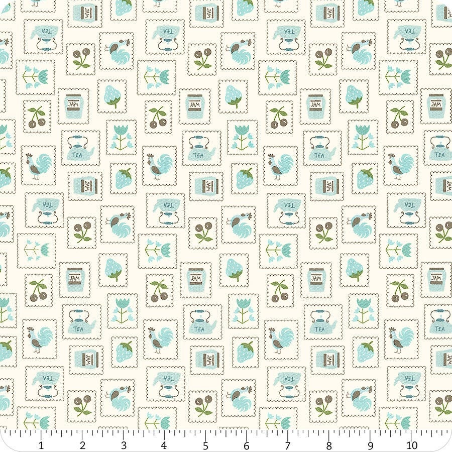 Cook Book Stamps Cottage C11757-Cottage by Lori Holt for Riley Blake Sold in 1/2 yard increments.