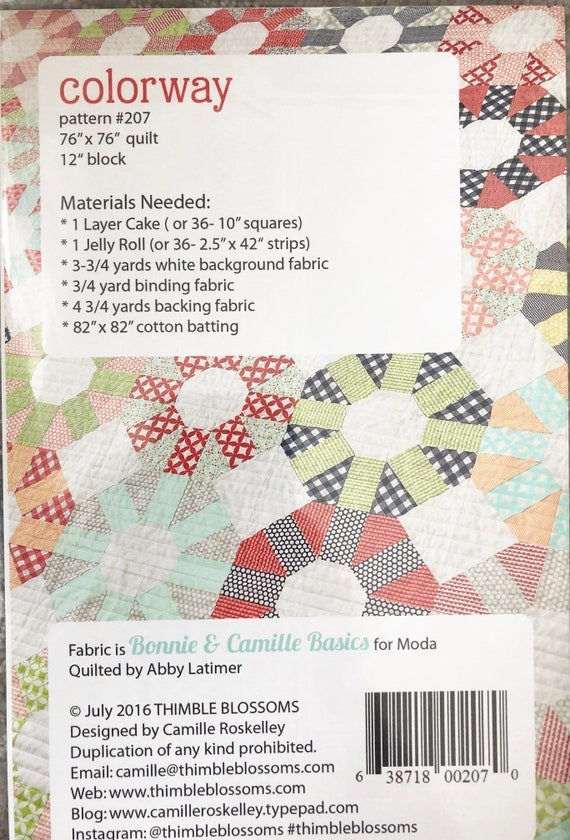 Colorway Quilt Pattern Thimble Blossoms TBl207 Finished Size 76" x 76"