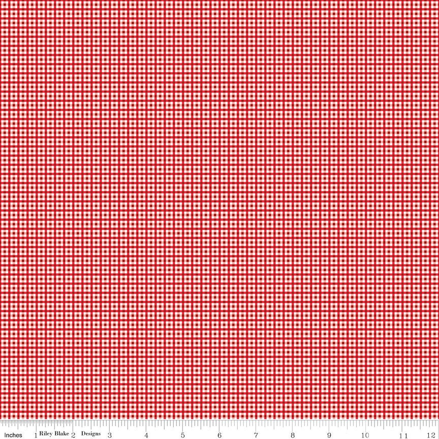 Bee Plaids Barn Red Bee Plaids Harvest C12025-Barnred by Lori Holt for Riley Blake