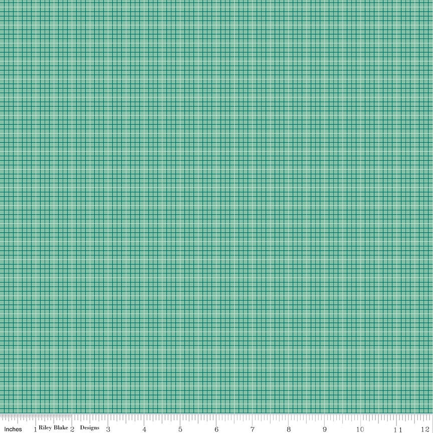 Bee Plaids Sea Glass Hayride Yardage C12027-Seaglass by Lori Holt for Riley Blake Sold in 1/2 yard increments.