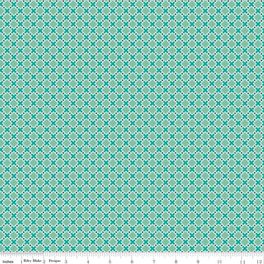 Bee Plaids Sea Glass Bee Plaids Orchard C12023-Seaglass by Lori Holt for Riley Blake available in 1/2 Yard increments
