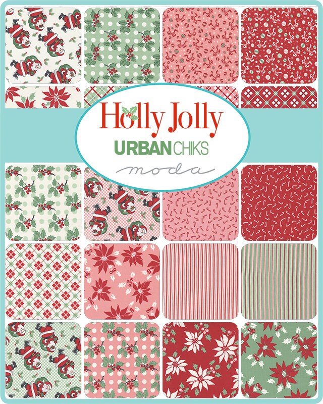 Holly Jolly Mini Charm 42 - 2.5" squares 31180MC by Urban Chiks for Moda Fabrics Moda Precut squares