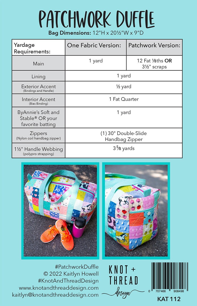 Patchwork Duffle by Knot and Thread Design KAT112