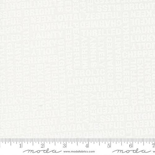 Coriander Seeds Happy Words White 29141-11 by Corey Yoder for Moda Fabrics