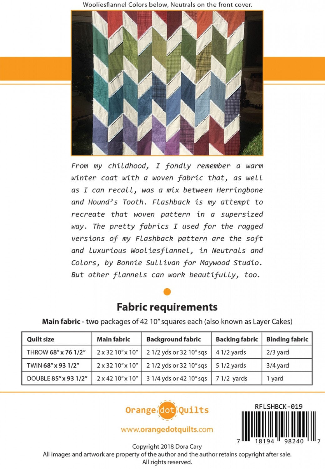 Ragged Flashback Quilt pattern by Dora Cary for Orange Dot Quilts FLSHBCK-019